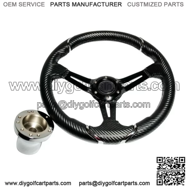 Club Car Precedent Golf Cart Steering Wheel 13 Inch Carbon Fiber w/ Adapter
