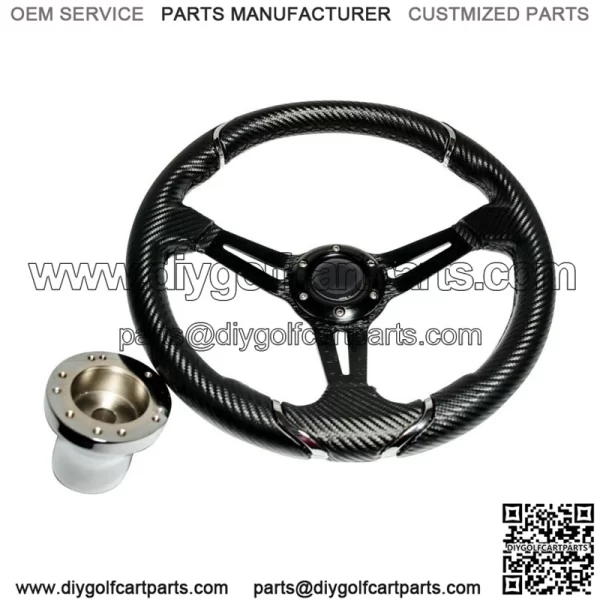 Club Car Precedent Golf Cart Steering Wheel 13 Inch Carbon Fiber w/ Adapter - Image 2