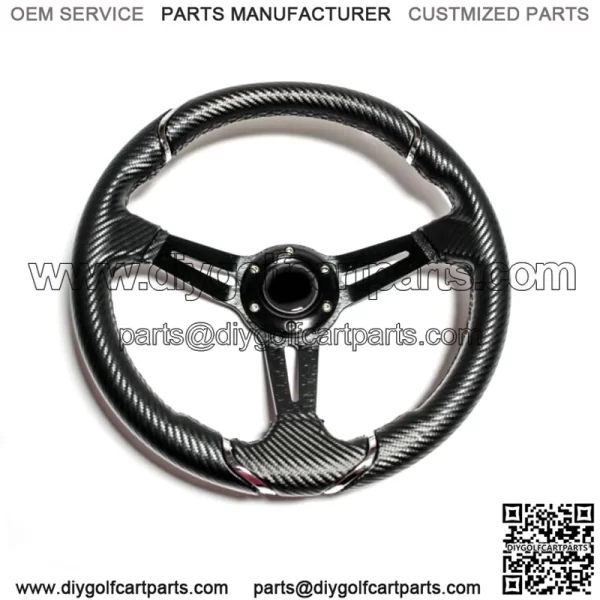 Club Car Precedent Golf Cart Steering Wheel 13 Inch Carbon Fiber w/ Adapter - Image 4