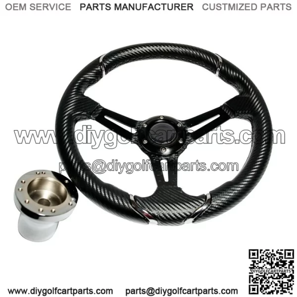Steering Wheel Carbon Fiber 13 Inch For Club Car DS Adapter Included