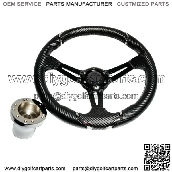 Steering Wheel Carbon Fiber 13 Inch For Club Car DS Adapter Included - Image 2