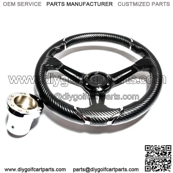Steering Wheel Carbon Fiber 13 Inch For Club Car DS Adapter Included - Image 4
