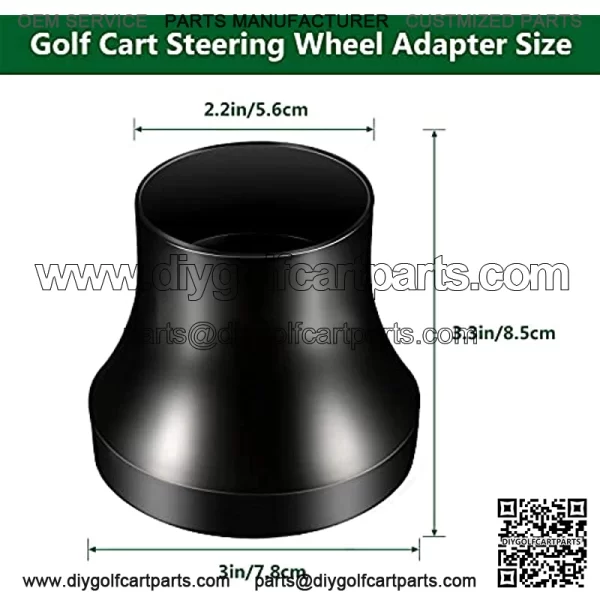 Universal Golf Cart Steering Wheel and Hub Adapter Compatible with TXT and RXV Models Aluminum Alloy for Club Electric Car Sightseeing Golf Cart Steering Wheel (Black) - Image 2