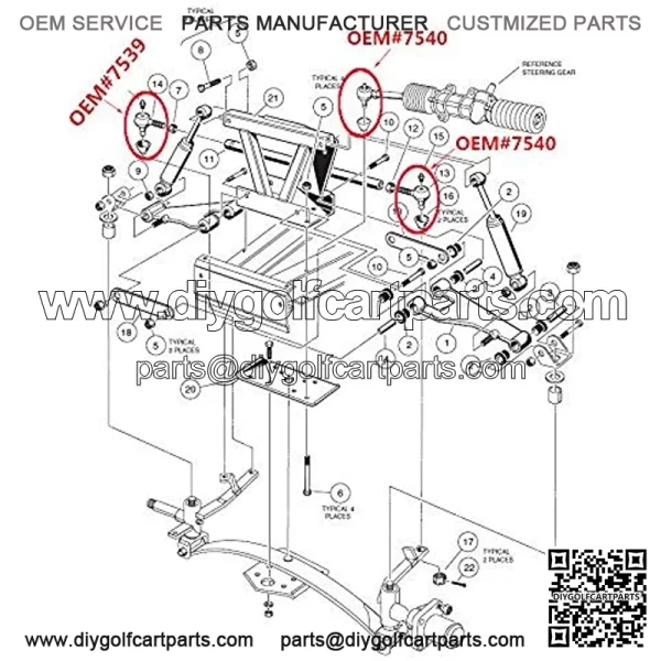 Ball Joint Kit,Set of (3) Tie Rod End with grease fitting Fits for Club Car DS Golf Carts (1976-2008)