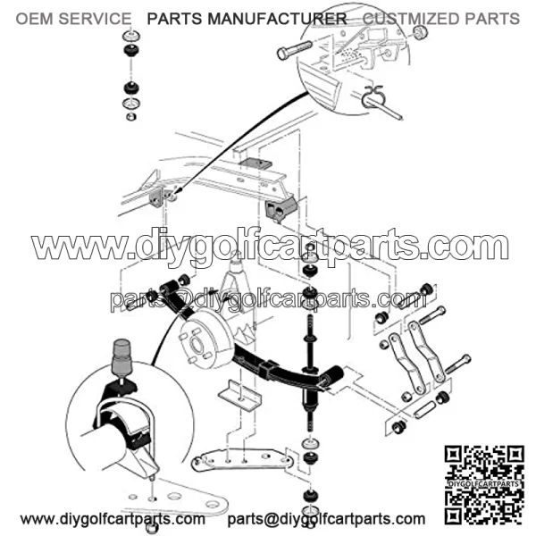 Golf Cart Heavy Duty 4-Leaf Springs Kit with Bushing & Sleeve Sleeves U Bolt for 1981-up 1014675 - Image 5