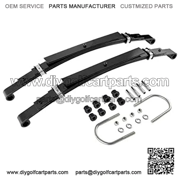 Parts Company Heavy Duty Rear Leaf Springs for Golf Cart 1982+ (4 Leafs/Set of 2), Bushing Kits & U Bolt Kits Included
