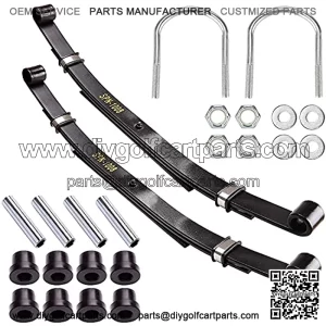 Golf Cart Heavy Duty Rear 3-Leaf Spring Kit with Bushings & Sleeves & U Bolts for G&E 1981-up (2 Packs)