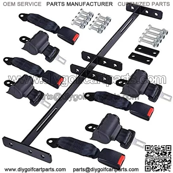 Supermotorparts Universal 4 Passenger Retractable and Bracket Kit for EZGO, Yamaha, Club Car Golf Cart