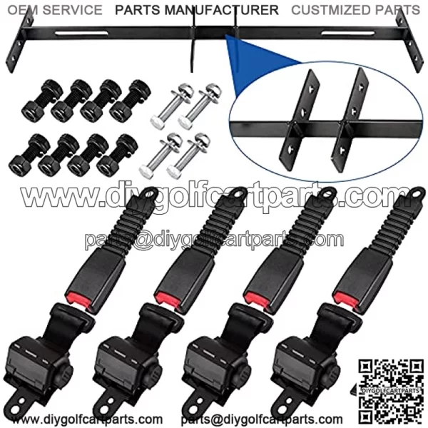 Universal Golf Cart Seat Belt Bracket Kit for Club Car Yamaha Retractable 47.64" Seat Belt One Piece Solid Design Bracket??Not Fit 2 Passengers Club Car Precedent/Yamaha G29/Drive/Drive2 RXV??