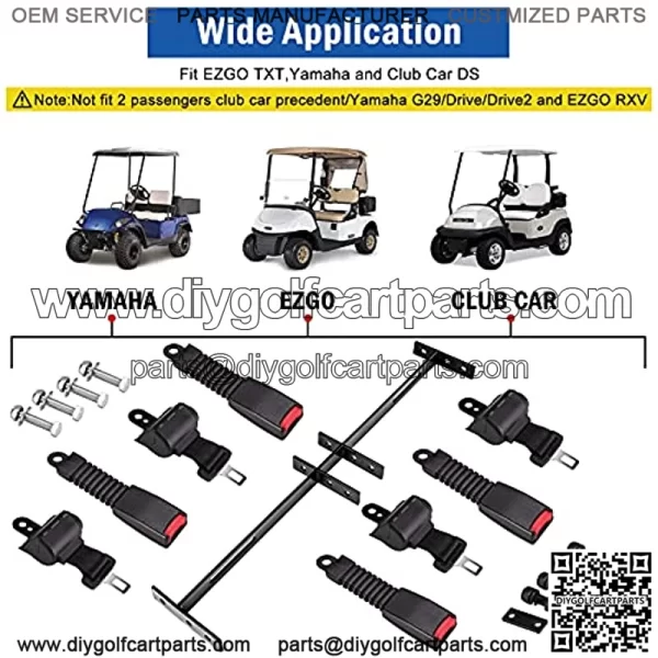 Universal Golf Cart Seat Belt Bracket Kit for Club Car Yamaha Retractable 47.64" Seat Belt One Piece Solid Design Bracket??Not Fit 2 Passengers Club Car Precedent/Yamaha G29/Drive/Drive2 RXV?? - Image 2
