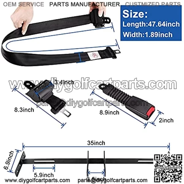 Universal Golf Cart Seat Belt Bracket Kit for Club Car Yamaha Retractable 47.64" Seat Belt One Piece Solid Design Bracket??Not Fit 2 Passengers Club Car Precedent/Yamaha G29/Drive/Drive2 RXV?? - Image 3