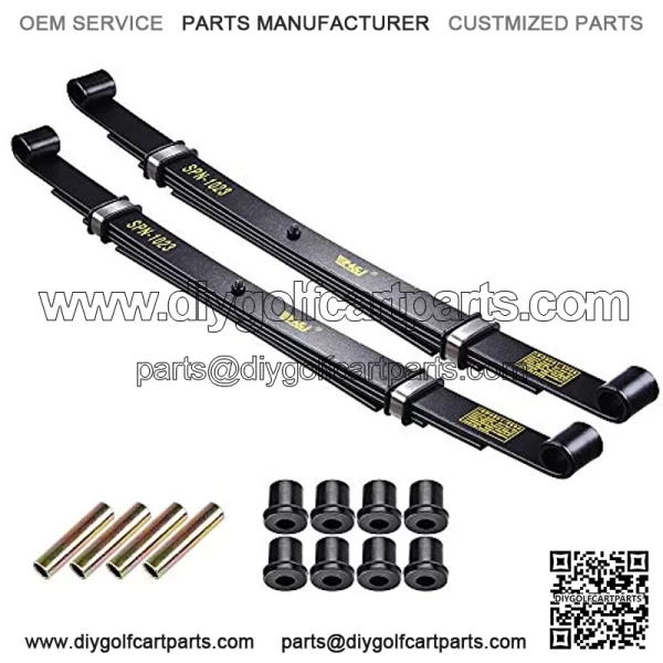 Set of 2 Rear Leaf Springs Compatible with Club Car Precedent Golf Cart Heavy Duty Dual Action with Bushings