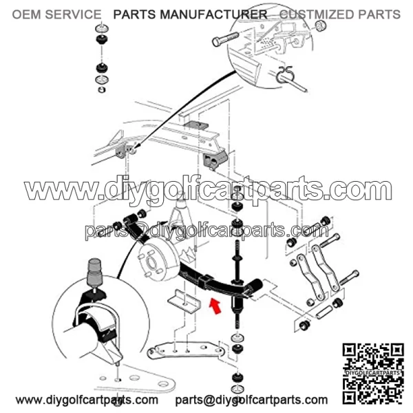 9.99WORLD MALL Heavy Duty Rear 4-Leaf Spring Kit with Bushings & Sleeves for Golf Cart Club Car DS, Not for Club Car Precedent - Image 4