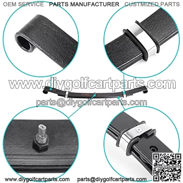 Golf Cart Heavy Duty Front 2-Leaf Spring Kit with Bushings & Sleeves for Club Car DS & Precedent 1981-Up, OEM 103628801 - Image 2