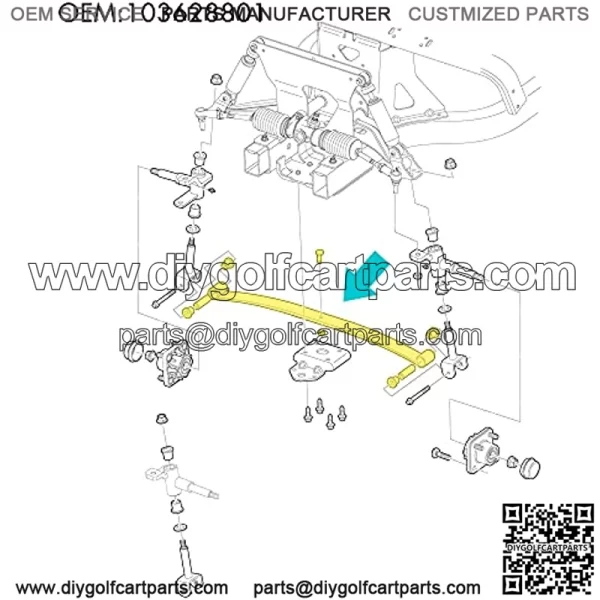 Golf Cart Heavy Duty Front 2-Leaf Spring Kit with Bushings & Sleeves for Club Car DS & Precedent 1981-Up, OEM 103628801 - Image 3
