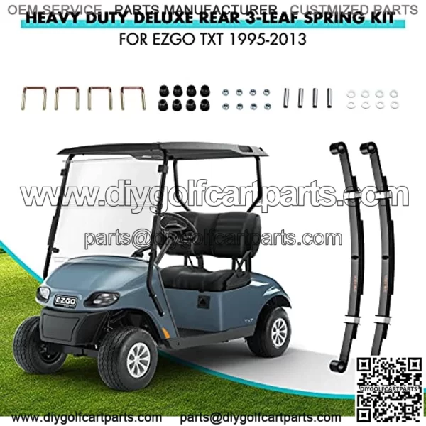 Golf Cart EZGO Heavy Duty 3-Leaf Spring Kit with Bushings & Sleeves & U Bolts fit for EZGO TXT 1995-2013, OEM 70506-G01,74135-G01, 74207-G01, 74207-G03 (2 Packs) - Image 2