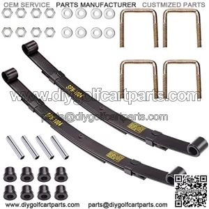 Golf Cart Rear Leaf Spring Kit for EZGO TXT Medalist 1994.5-up & MPT 800, 3-Leaf Spring with Bushings Sleeves U Bolts, Replace OEM 70247-G01 70474G01 70505G01 603109