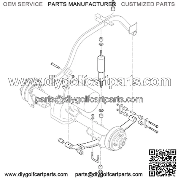 Golf Cart Rear Leaf Spring Kit for EZGO TXT Medalist 1994.5-up & MPT 800, 3-Leaf Spring with Bushings Sleeves U Bolts, Replace OEM 70247-G01 70474G01 70505G01 603109 - Image 2