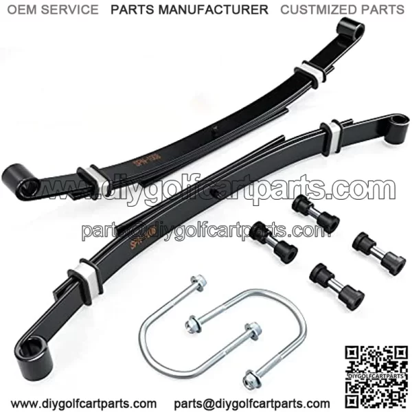 Golf Cart Heavy Duty Rear 3- Leaf Spring Kit with Bushings & Sleeves & U Bolts for Club Car DS G&E 1981-up (2 Packs) - Image 3