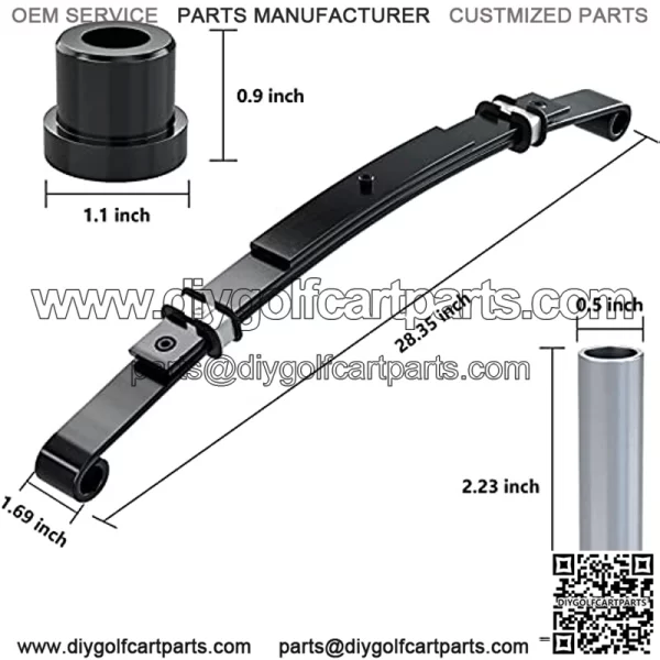 Golf Cart EZGO Heavy Duty 3 Leaf Spring Kit with Bushings & Sleeves & U Bolts fit EZGO TXT 1995-2013, OEM 70506-G01,74135-G01, 74207-G01, 74207-G03 (2 Packs)?? - Image 2
