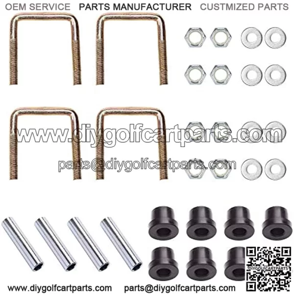 Heavy Duty 4 Leaf Rear Spring Kit for EZGO TXT Electric 1994-up & Gas 1994-2009 Golf Cart, Includes Bushings, Sleeves, U Bolts, OEM: 70506-G01 74135-G01 74207-G01 74207-G02 74207-G03 - Image 3