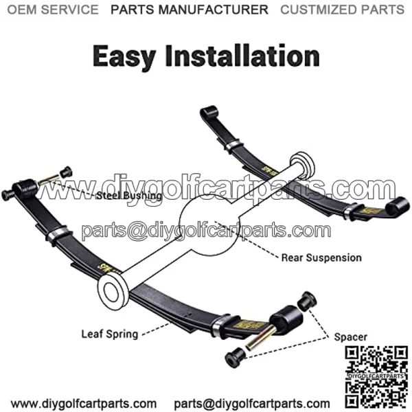 Rear Heavy Duty Leaf Spring Compatible with Club Car DS Golf Cart Heavy Duty Dual Action with Bushings(Set of 2) - Image 3