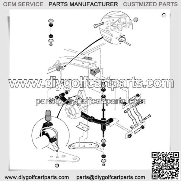 Golf Cart Club Car DS Rear Heavy Duty 4-Leaf Springs Kit with Bushings & Sleeves U Bolt, OEM# 1014675 Golf Cart Accessories - Image 3