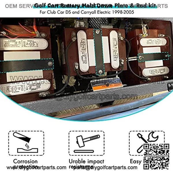 Golf Cart Battery Hold Down Plate and Rod kit for Club Car DS and Carryall Electric 1998-2005,OEM 101090801,1013683 - Image 2