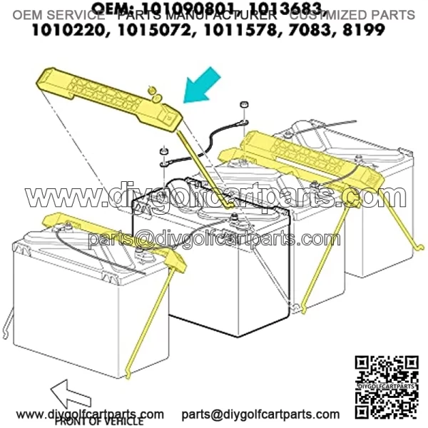 Golf Cart Battery Hold Down Plate and Rod kit for Club Car DS and Carryall Electric 1998-2005,OEM 101090801,1013683 - Image 3