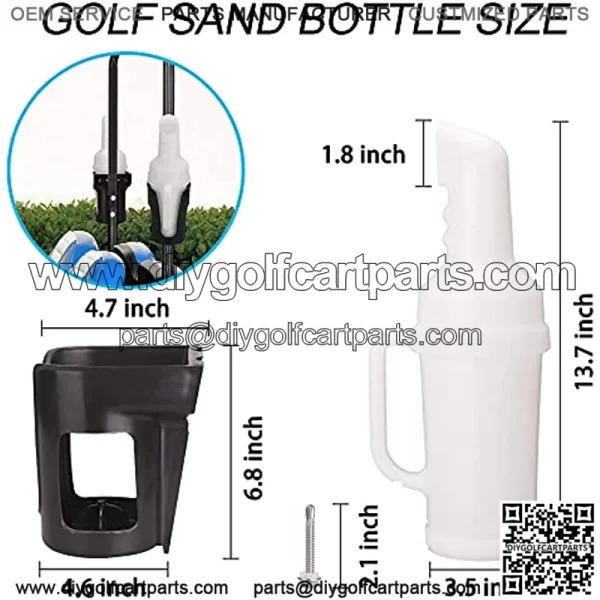 Sand Bottle for Golf Cart Universal with Rattle Proof Holder for Golf Cart Club Car EZGO Yamaha - Image 3