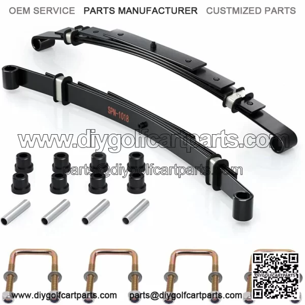 Golf Cart Heavy Duty Rear 4 Leaf Springs Fit EZGO TXT Electric 94-up & Bushings