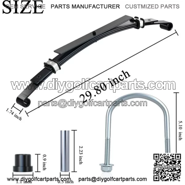 4-Leaf Heavy Duty Golf Cart Rear Leaf Spring for Club Car DS 1982-up W/ Bushing - Image 2