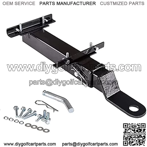 Golf Cart Universal Heavy Rear Seat Trailer Hitch with Receiver Fits Backseat Footrest - Club CAR, EZGO, Yamaha