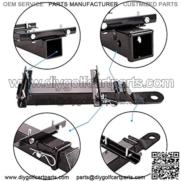 Golf Cart Universal Heavy Rear Seat Trailer Hitch with Receiver Fits Backseat Footrest - Club CAR, EZGO, Yamaha - Image 4