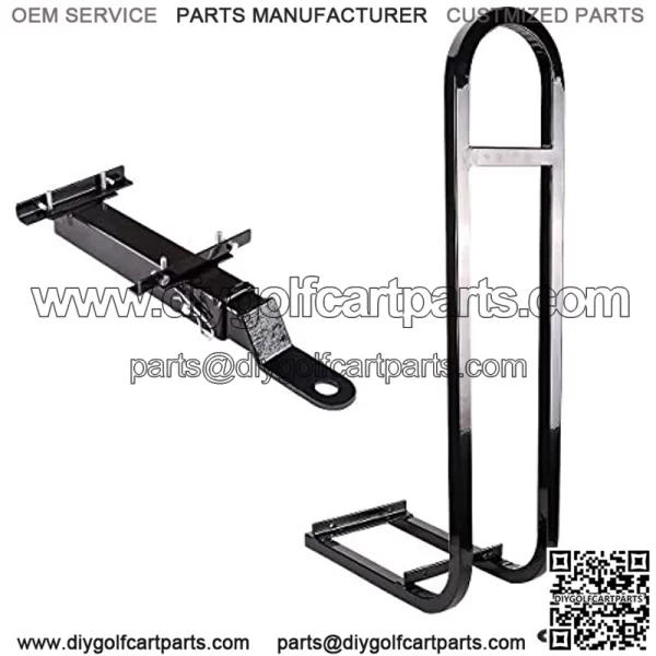 Universal Golf Cart Heavy Duty Rear Seat Safety Hand Rail Grab Bar and Trailer Hook Hitch with Receiver for Step on Back of Club Car, Yamaha, EZGO