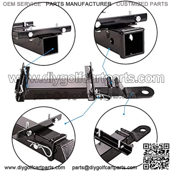Universal Golf Cart Heavy Duty Rear Seat Safety Hand Rail Grab Bar and Trailer Hook Hitch with Receiver for Step on Back of Club Car, Yamaha, EZGO - Image 4