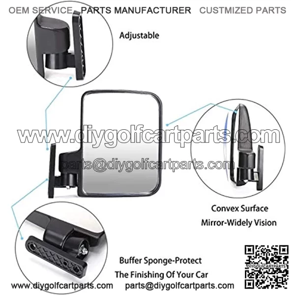 Golf cart Side Mirrors for Club Car EZ-GO Yamaha and Others - Image 2