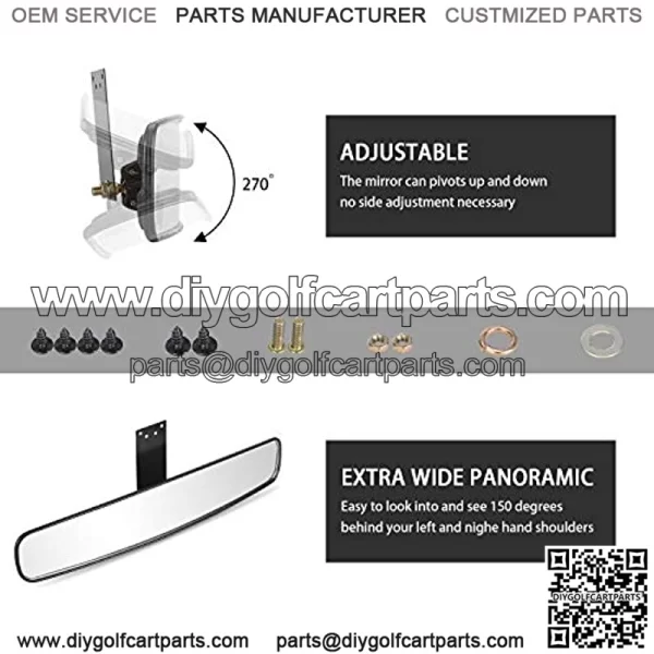 Panoramic Convex Golf Cart Mirror for EZGO, Club Car, Yamaha, Golf Cart Rear View Mirror - Image 3
