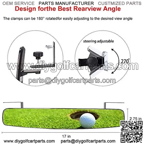 9Golf00 Golf Cart Rear View Mirror Extra Wide 180 Degree Panoramic Fit for Most Golf Carts Club Car Yamaha - Image 4