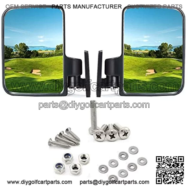 Golf Cart Side Mirrors for Yamaha Club Car with Large 7 Inches Adjustable Golf Cart Side Rear View Mirrors(One Pair Golf Cart Mirrors)