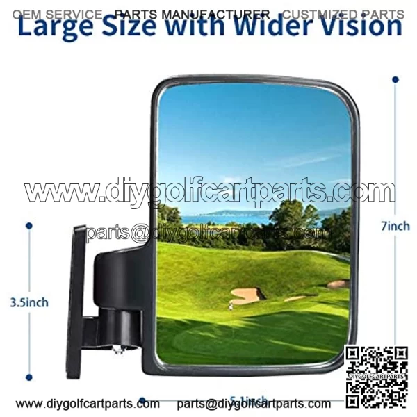Golf Cart Side Mirrors for Yamaha Club Car with Large 7 Inches Adjustable Golf Cart Side Rear View Mirrors(One Pair Golf Cart Mirrors) - Image 2