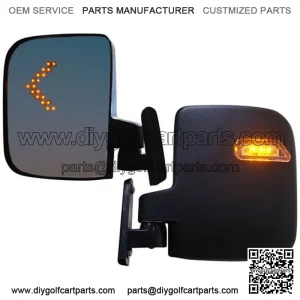LED Turn Signal Golf Cart Mirrors - Fully Adjustable Side Mirrors (Set of 2, 12V-48V)