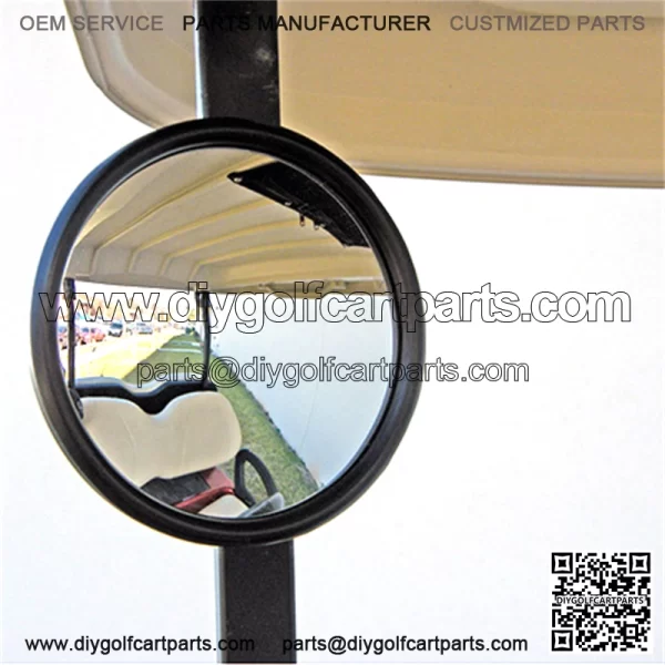 Golf Cart Side Mirror (Round, Side Mount Rear View)