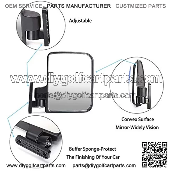 Universal Folding Golf Cart Side View Mirrors for EZGO, Club Car, Yamaha - Image 3