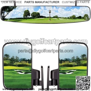 Golf Cart Side Mirrors and Rear View Mirror for EZGO Club Car Yamaha