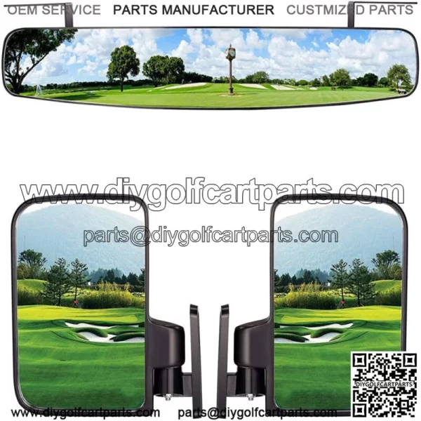 Golf Cart Side Mirrors and Rear View Mirror for EZGO Club Car Yamaha