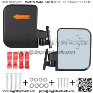 Side Mirrors With Led Turn Signal Light Golf Cart Rear View Mirrors for EZGO