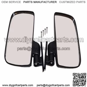 NEW Pair (2) Folding Side View Mirrors For Club Car, EZGO, Yamaha Golf Carts
