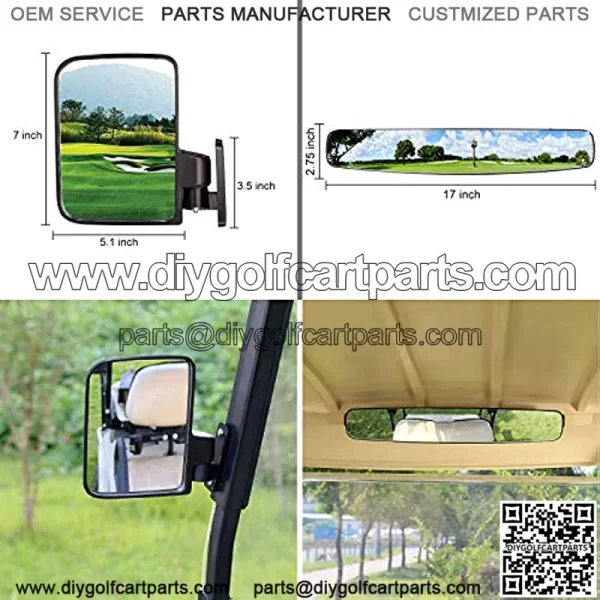 Newest Golf Cart Mirrors Contains Folding Side Mirrors and Rear View Mirror Universal for Club Car DS Precedent/EZGO TXT RXV/Yamaha - Image 2