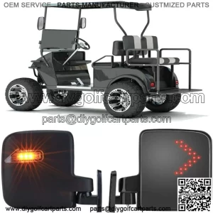 Golf Cart Side Rear View Mirrors w/LED Turn Signal for EzGo TXT Yamaha Drive G29